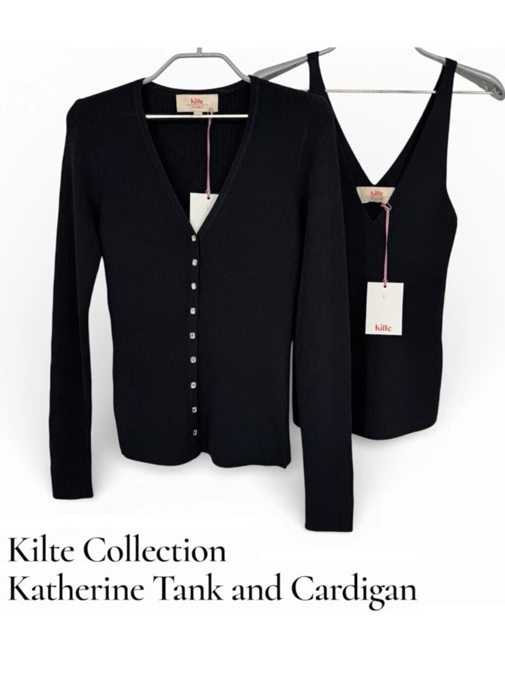 Kilte Collection The Katherine Tank and Cardigan Matching Set size 1 S Black